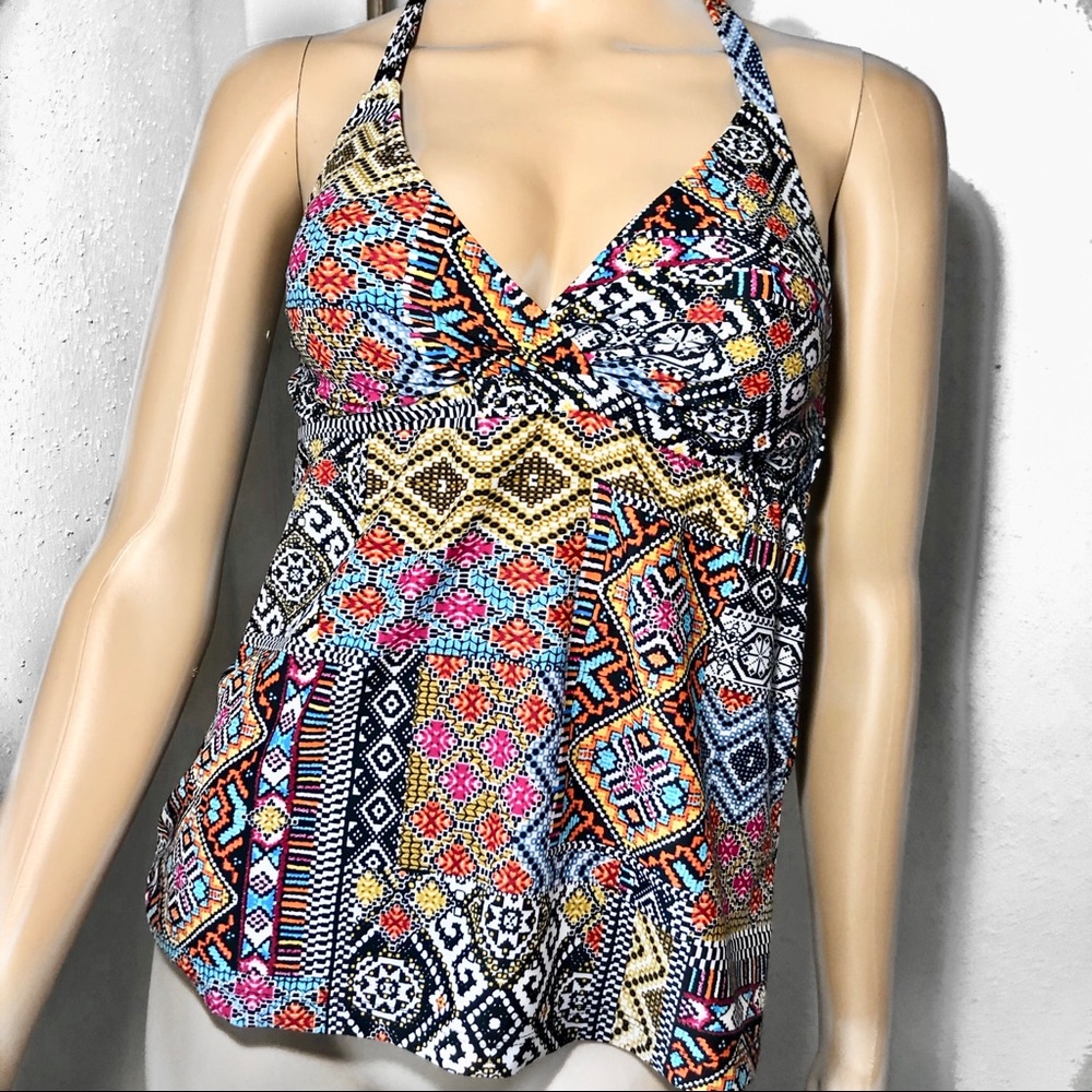 MOSSIMO SUPPLY CO HALTER NECK TRIBAL PRINT FUN TOP